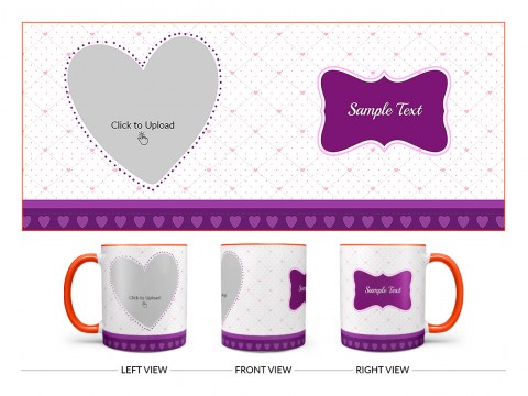 Love Symbol Pic Upload With Dotted border Design On Dual Tone Orange Mug Love Symbol Pic Upload With Dotted border Design On Dual Tone Orange Mug
