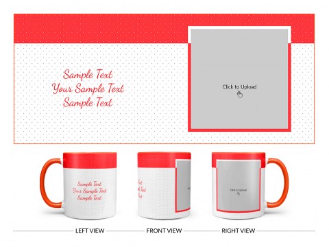 Dotted Pattern Background With Red border Design On Dual Tone Orange Mug