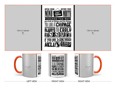 Open Your Mind Before Your Mouth Quote Design On Dual Tone Orange Mug Open Your Mind Before Your Mouth Quote Design On Dual Tone Orange Mug