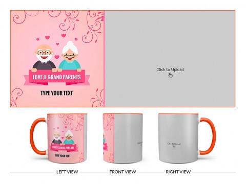Grandparents Day With Large Pic Upload Design On Dual Tone Orange Mug