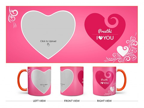 I Love You Design On Dual Tone Orange Mug