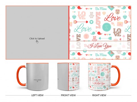 Love, You & Me, Birds Pattern Background Design On Dual Tone Orange Mug Love, You & Me, Birds Pattern Background Design On Dual Tone Orange Mug