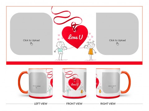 Love You Tag Design On Dual Tone Orange Mug Love You Tag Design On Dual Tone Orange Mug