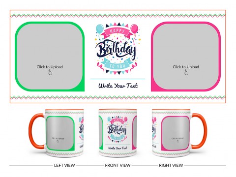 Happy Birthday My Dear Sister Design On Dual Tone Orange Mug