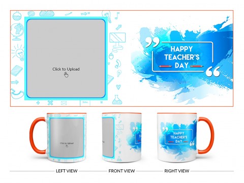 Happy Teacher's Day Design On Dual Tone Orange Mug