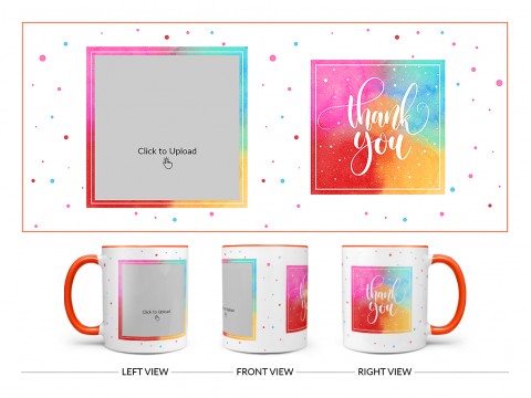 Thank You Design On Dual Tone Orange Mug Thank You Design On Dual Tone Orange Mug