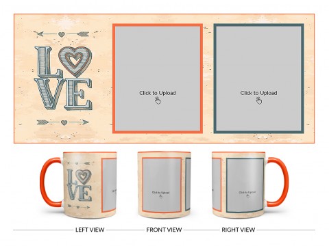 Vintage Background With Love Text Design On Dual Tone Orange Mug Vintage Background With Love Text Design On Dual Tone Orange Mug