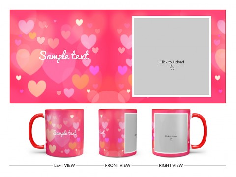 Heart Symbols With Dark Pink Background Design On Dual Tone Red Mug Heart Symbols With Dark Pink Background Design On Dual Tone Red Mug