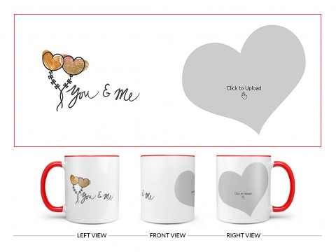 You & Me Design On Dual Tone Red Mug You & Me Design On Dual Tone Red Mug