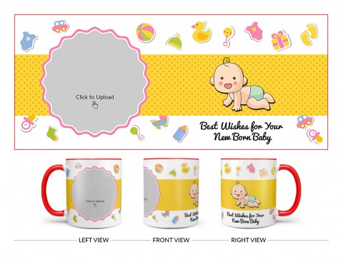 Best Wishes For Your New Born Baby Design On Dual Tone Red Mug Best Wishes For Your New Born Baby Design On Dual Tone Red Mug