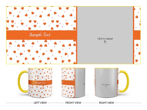 Heart Symbols Pattern Background Design On Dual Tone Yellow Mug