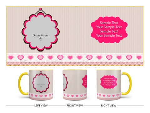 Vintage Background With Flower Shape Pic Upload Design On Dual Tone Yellow Mug