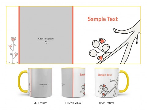Lover Symbols Tree Branch Design On Dual Tone Yellow Mug