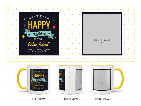 Boy Friend Birthday Yellow Dots Background Design On Dual Tone Yellow Mug Boy Friend Birthday Yellow Dots Background Design On Dual Tone Yellow Mug