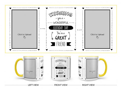 Wishing You A Wonderful Birthday Quote Design On Dual Tone Yellow Mug