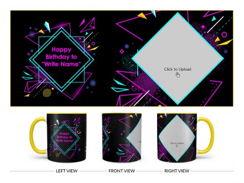 Friend Birthday Colourful DJ Background Design On Dual Tone Yellow Mug