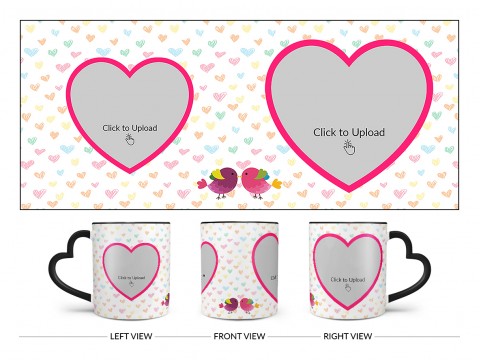 Love Symbol Pattern Background With 2 Heart Shape Pic Upload Upload Design On Love Handle Dual Tone Black Mug Love Symbol Pattern Background With 2 Heart Shape Pic Upload Upload Design On Love Handle Dual Tone Black Mug