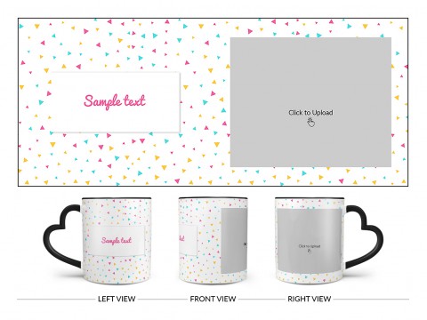 Colourful Triangles Pattern Background Design On Love Handle Dual Tone Black Mug
