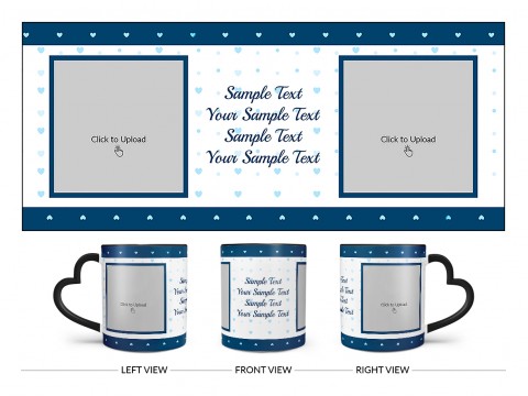 Dark Blue Love Symbols borders With Love Symbol Background Design On Love Handle Dual Tone Black Mug
