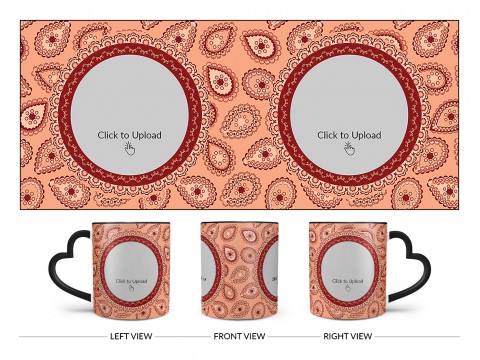 Pattern Background With Two Oval Shaped Pic Upload Design On Love Handle Dual Tone Black Mug Pattern Background With Two Oval Shaped Pic Upload Design On Love Handle Dual Tone Black Mug
