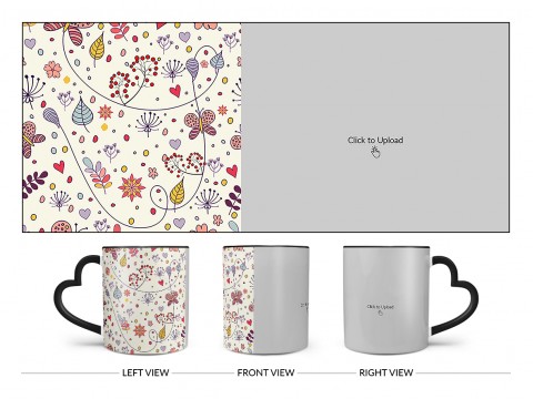 Multiple Trees, Flower & Butterfly’s Pattern Background Design On Love Handle Dual Tone Black Mug Multiple Trees, Flower & Butterfly’s Pattern Background Design On Love Handle Dual Tone Black Mug