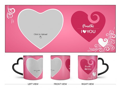 I Love You Design On Love Handle Dual Tone Black Mug