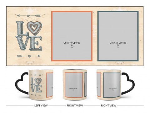 Vintage Background With Love Text Design On Love Handle Dual Tone Black Mug Vintage Background With Love Text Design On Love Handle Dual Tone Black Mug