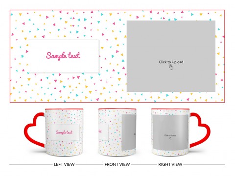 Colourful Triangles Pattern Background Design On Love Handle Dual Tone Red Mug