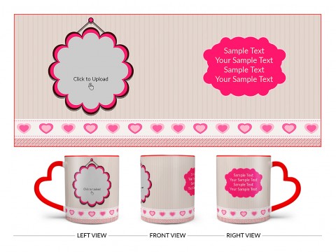 Vintage Background With Flower Shape Pic Upload Design On Love Handle Dual Tone Red Mug