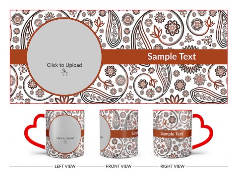Floral Design Background Design On Love Handle Dual Tone Red Mug