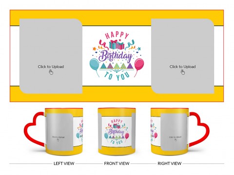 Daughter Birthday With Yellow Borders Design On Love Handle Dual Tone Red Mug