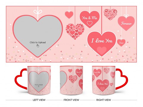 Your & Me Forever Design On Love Handle Dual Tone Red Mug