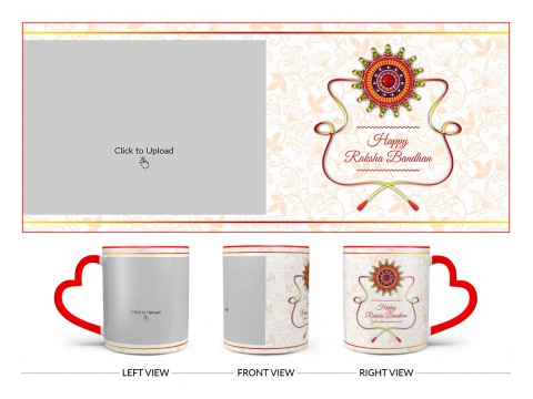 Happy Rakshabandan Design On Love Handle Dual Tone Red Mug