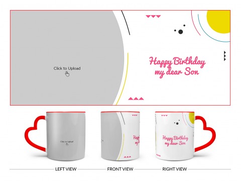 Happy Birthday My Dear Sister Design On Love Handle Dual Tone Red Mug