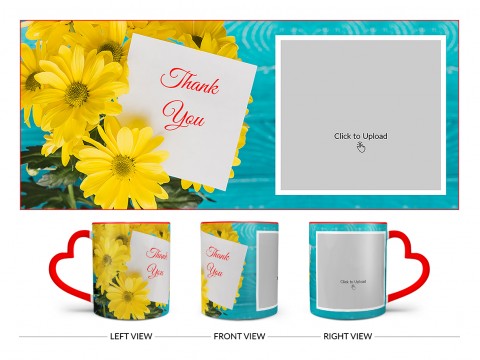 Thank You Design On Love Handle Dual Tone Red Mug