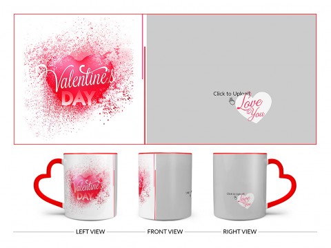 Happy Valentine's Day Design On Love Handle Dual Tone Red Mug