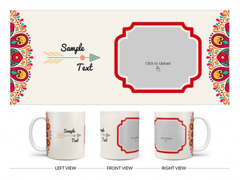 Colourful Floral Art With Arrow Design On Plain white Mug