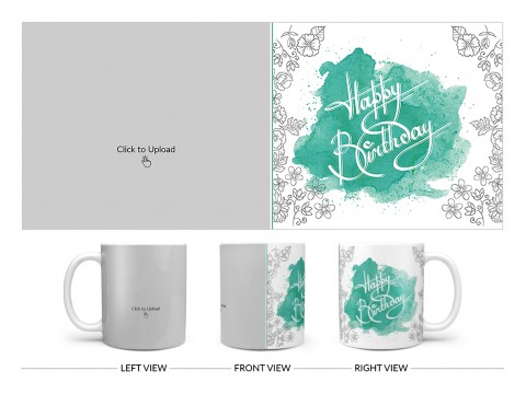 Happy Birthday Daddy With Big Pic Upload Design On Plain white Mug