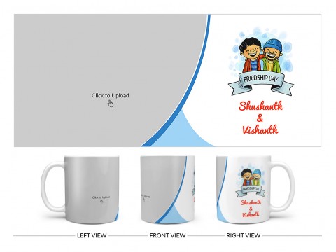 Friendship Day Design On Plain white Mug