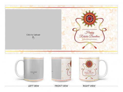 Happy Rakshabandan Design On Plain white Mug