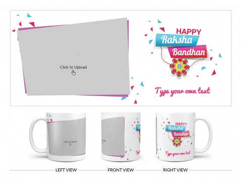 Happy Rakshabandan Design On Plain white Mug