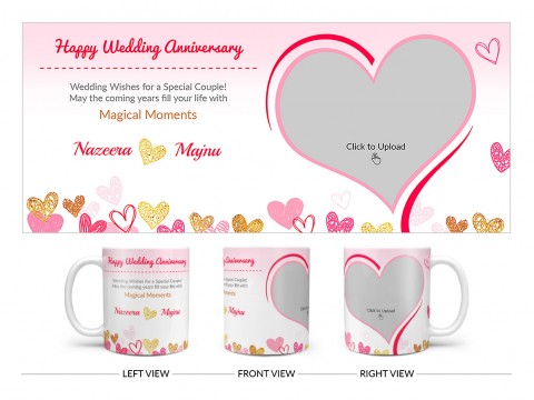 Happy Wedding Anniversary Design On Plain white Mug