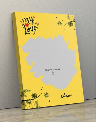 Yellow Color Love Portrait Canvas Frame - 10 x 14 Size