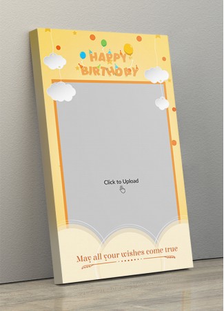 Photo Canvas Frames 10x17 - Birthday Wishes With Hanging Clouds Design