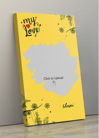 Yellow Color Love Portrait Canvas Frame - 10 x 17 Size