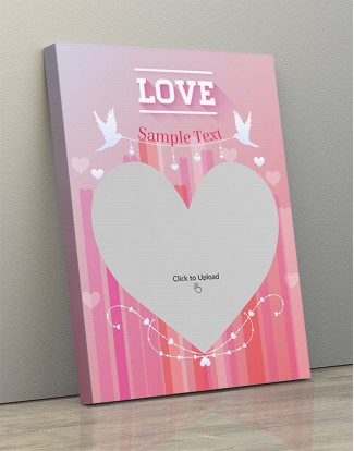 Photo Canvas Frames 12x17 - Pic Upload In Heart Symbol With Love Birds  Design Photo Canvas Frames 12x17 - Pic Upload In Heart Symbol With Love Birds  Design