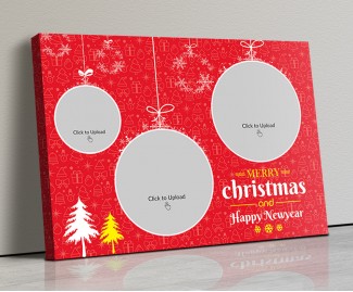 X-Mas and New Year Red Color Landscape Canvas Frame - 14x10 Size
