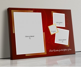 Photo Canvas Frames 17x12 - Maroon Background With Golden Frame Design