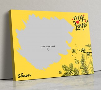 Yellow Color Love Landscape Canvas Frame - 20x17 Size