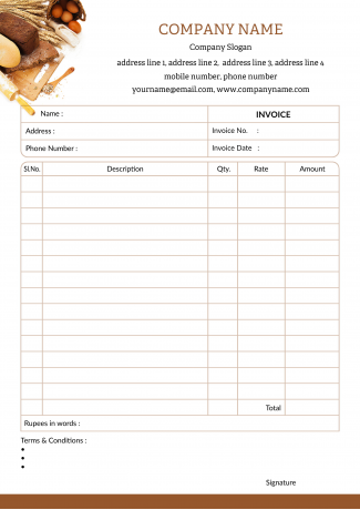 Bakery  Bill Book Design Bakery  Bill Book Design